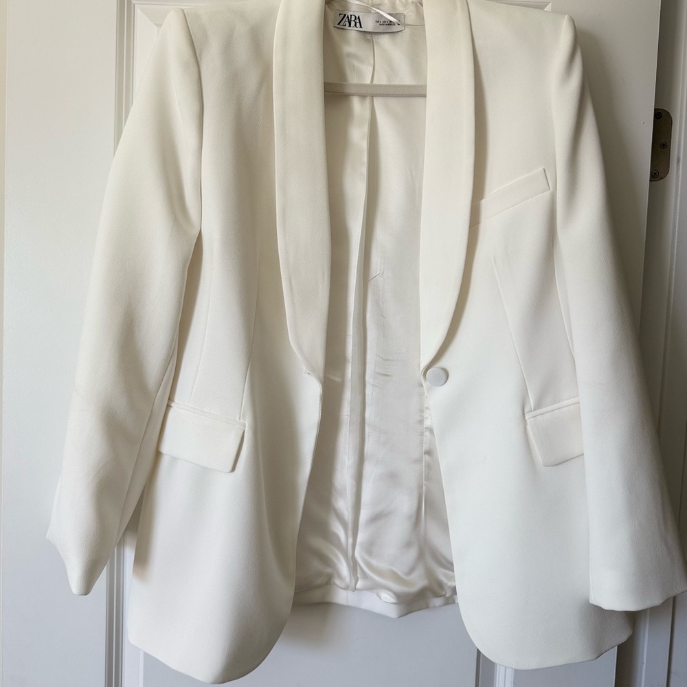 NWOT Zara Women's White Blazer sz L